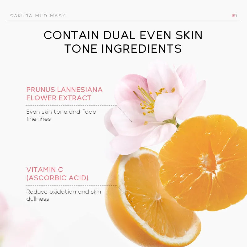 30g cherry blossom mud mask facial treatment product with cleansing hydrating moisturising functions