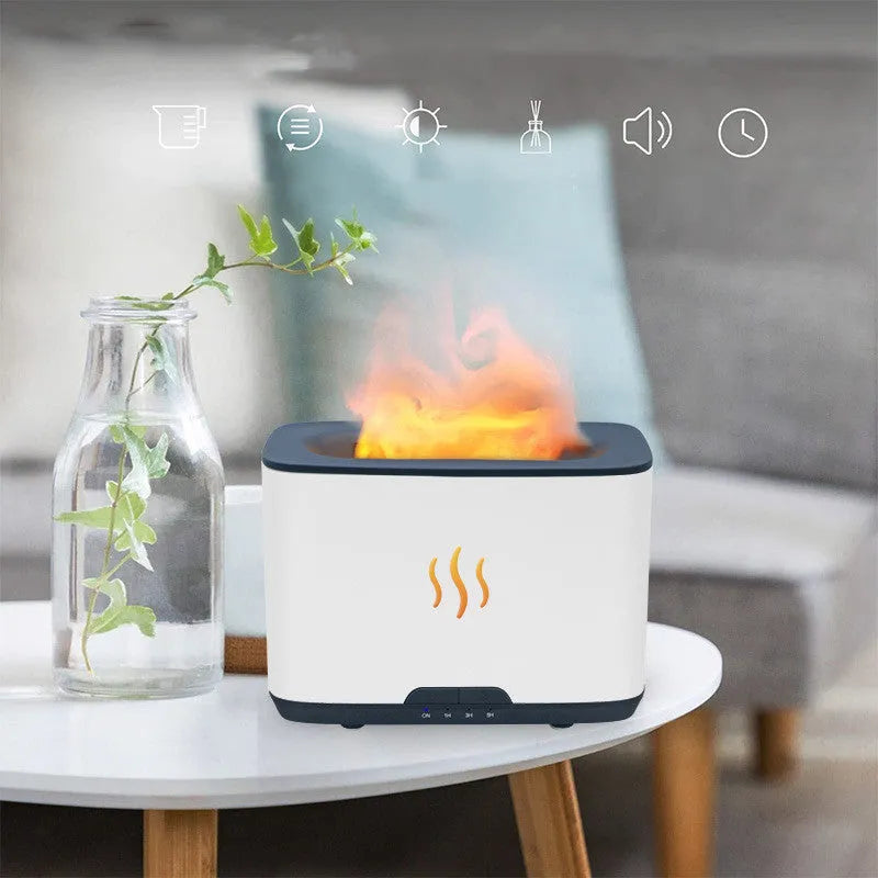 New Flame white 300ml square USB ultrasonic desktop humidifier on table