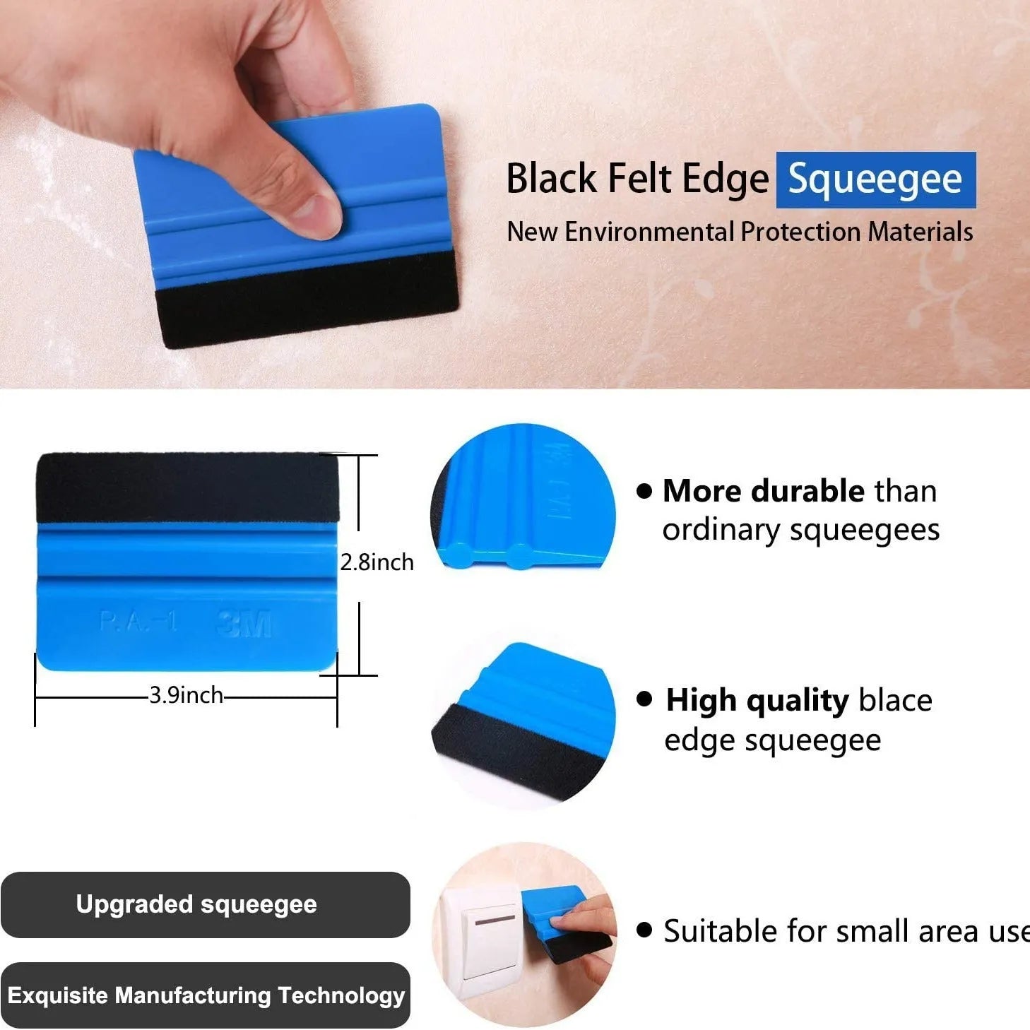 Plastic automotive film smoothing tool set for car window tint installation in 10 piece or 12 piece configurations