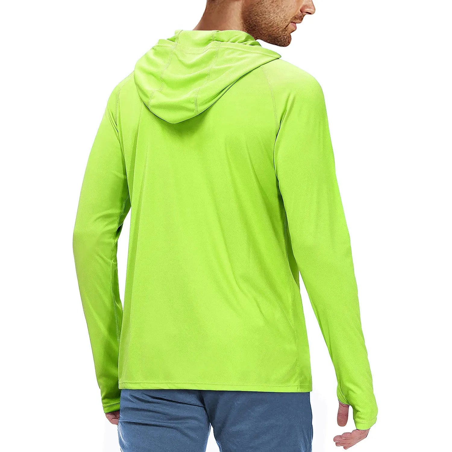 Men's hooded slim-fit sun protection suit in army green colour for outdoor fishing and hiking.