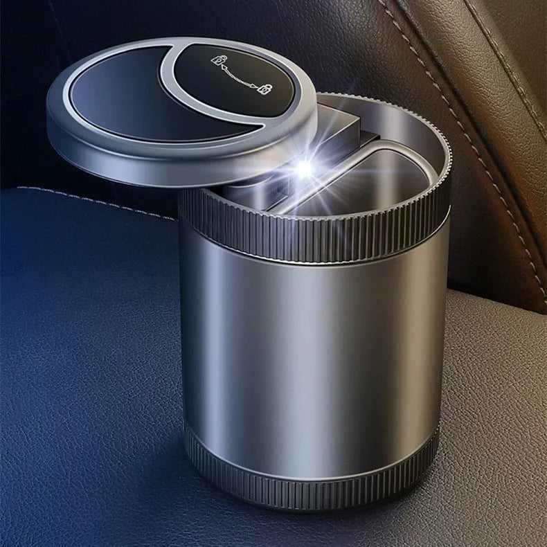 Automatic sensing ashtray with USB outlet in black, blue, grey or red for vehicle, home and office use