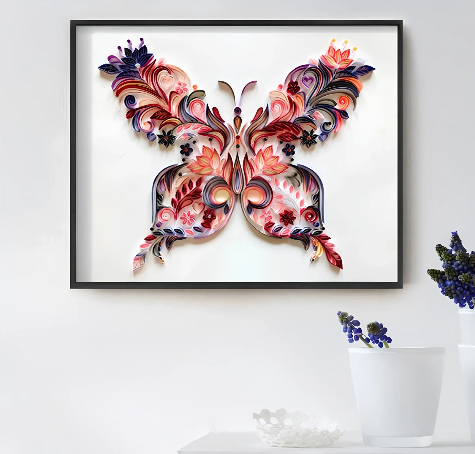 20-inch handmade butterfly quilling paper craft kit with tools including glue, scissors, awl, and tweezers