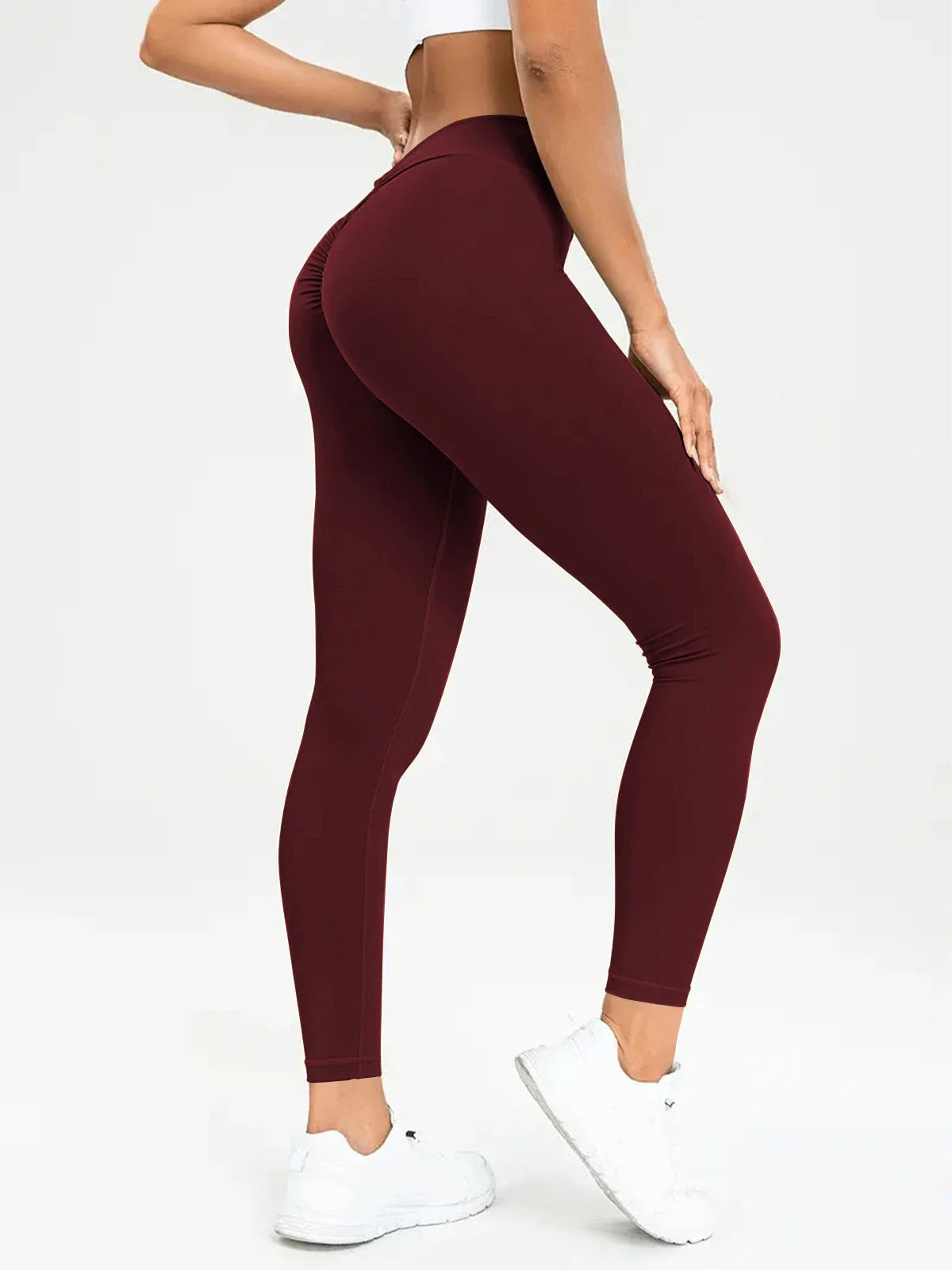 Women's high-waisted yoga pants in stylish colors and sizes for a flattering, comfortable fitness look.