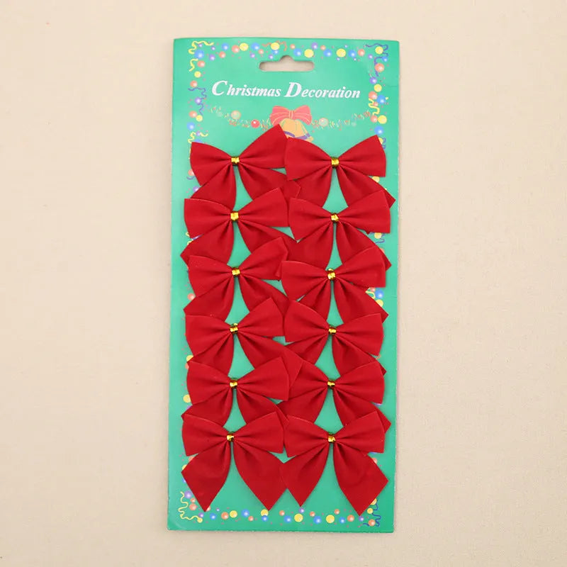 5 cm Christmas tree decoration bow in polyester fabric with gold red silver colour options