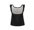 Silver-painted seamless U-neck sweat vest for men and women in milk silk and spandex, showing waist support and body sculpting fit.
