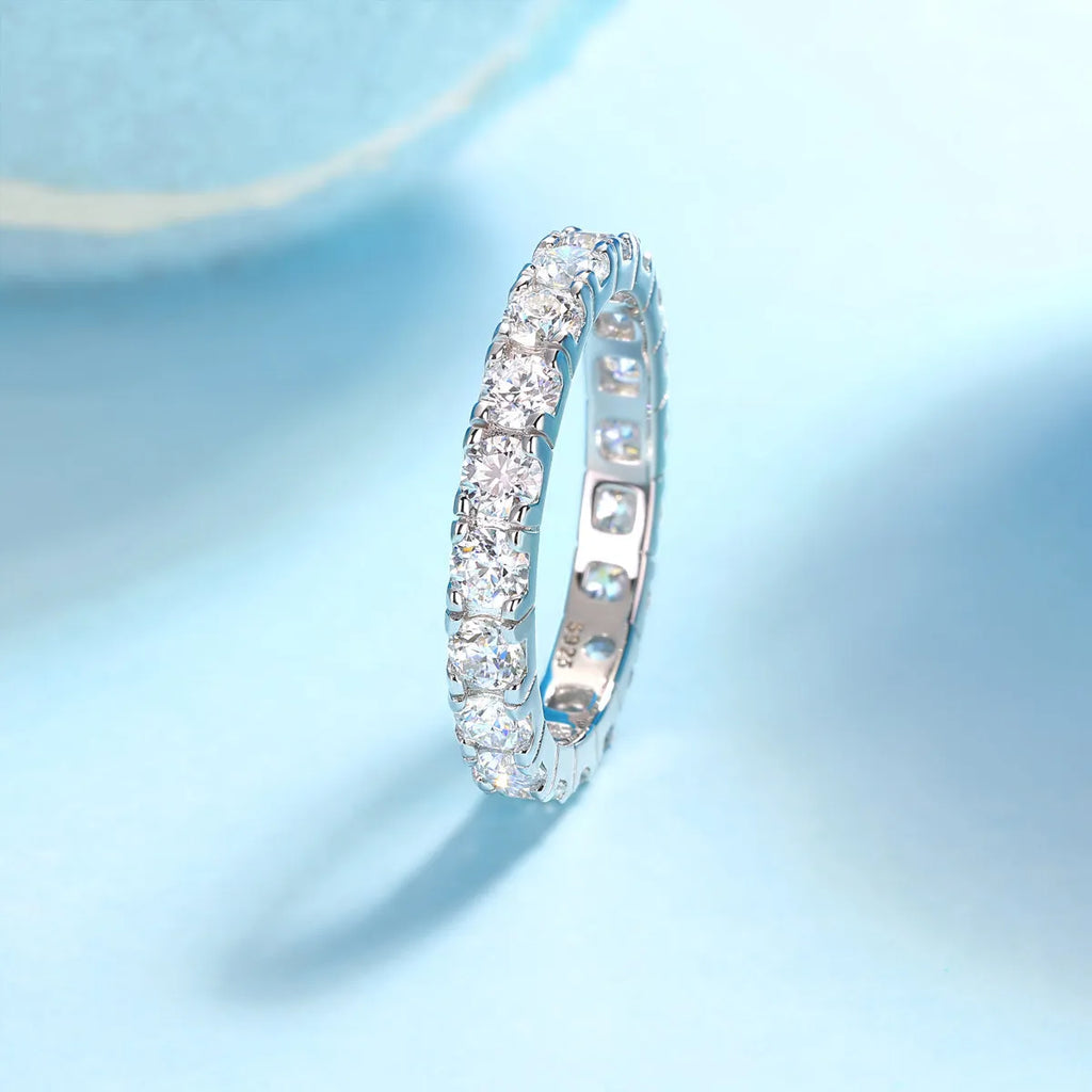 Van Gogh Starry Sky wedding ring set with 0.1-carat moissanite in S925 silver platinum plated, gift box