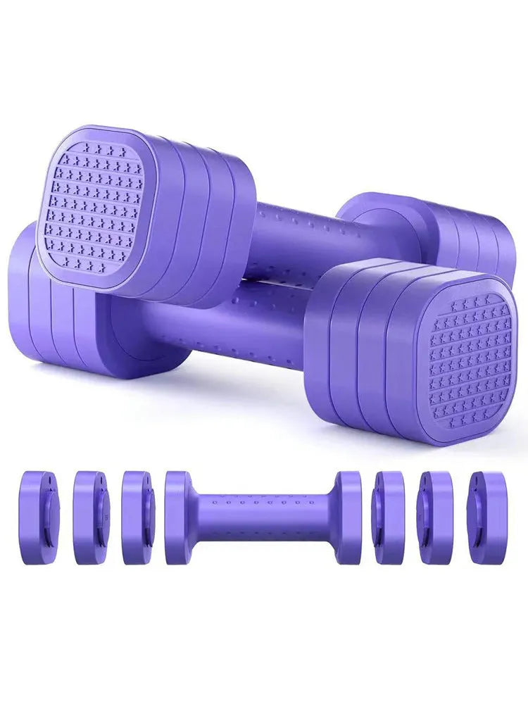 Set of pink detachable dumbbells for women's fitness and slimming exercises.