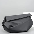 Grey and black men's medium PU crossbody bag with a zipper and internal organisers.