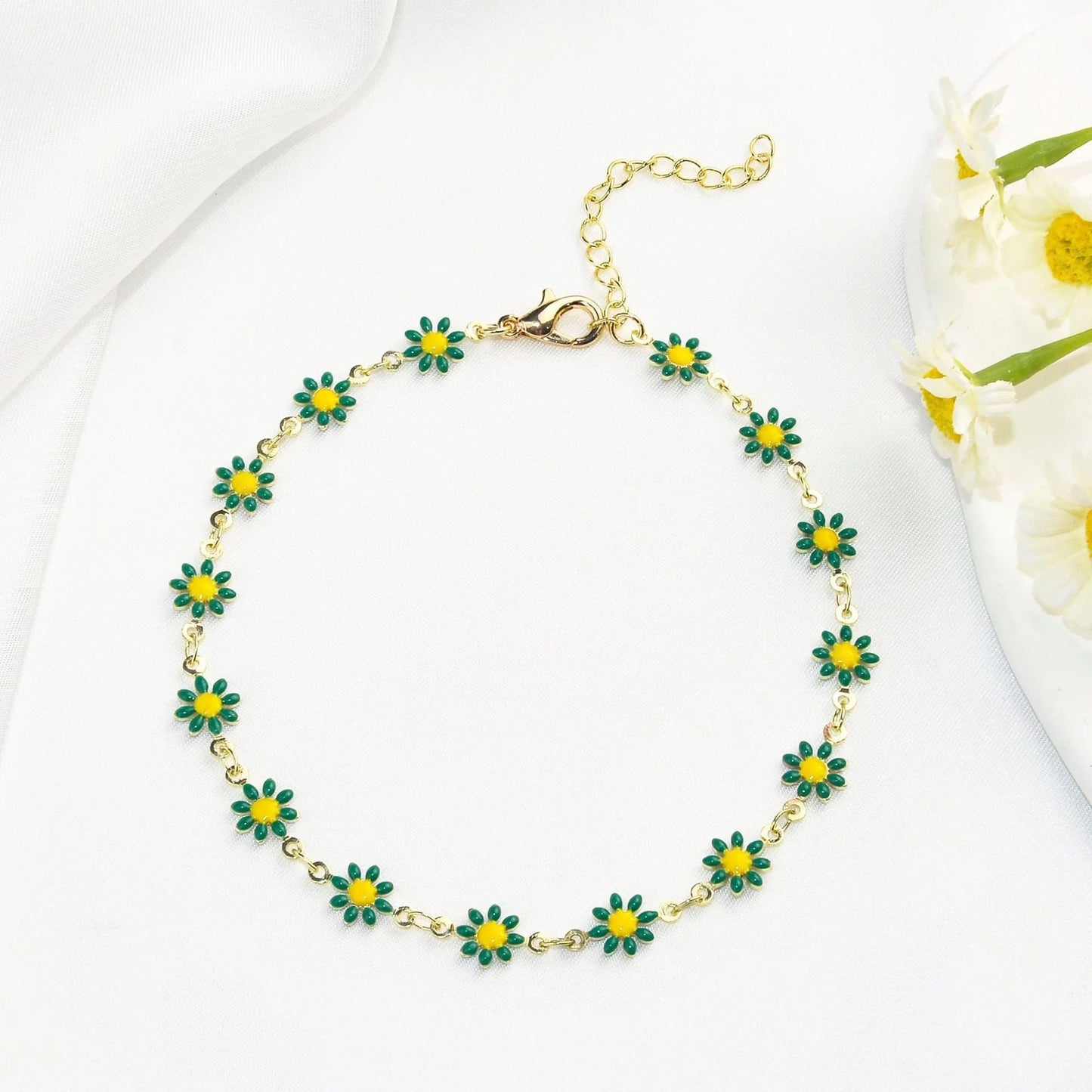 Little Daisy Anklet with floral design in various colours