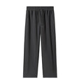 High-waisted cotton straight-leg pants in grey, loose fit, women's casual sweatpants