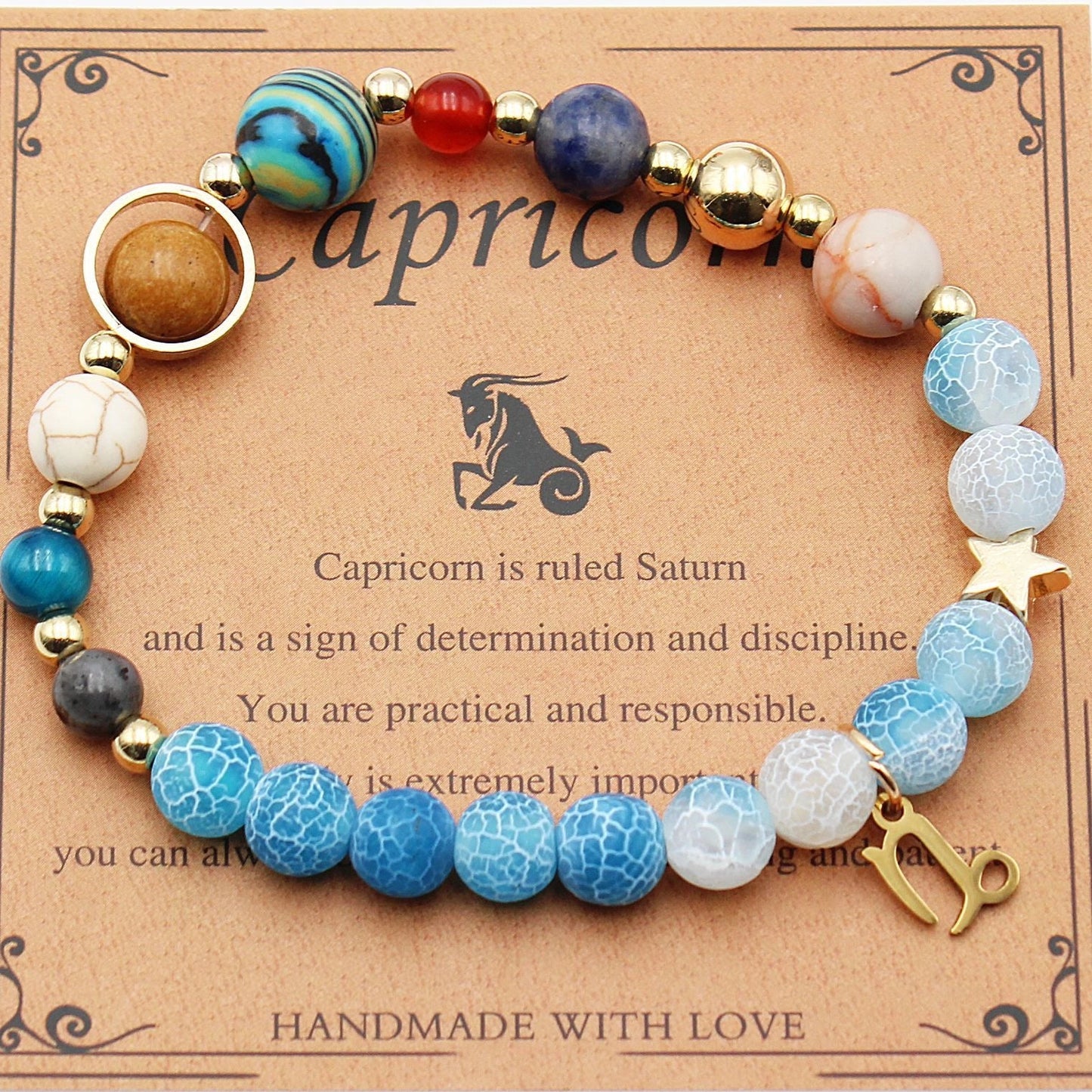 Twelve Constellations Natural Stone Beaded Bracelets - Unisex Astrological Jewellery