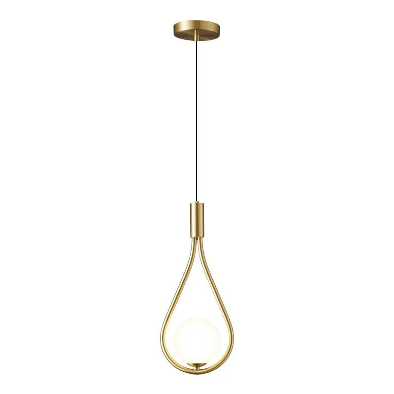 Copper modern minimalist bedside chandelier with choice of three cover colours for bedroom lighting