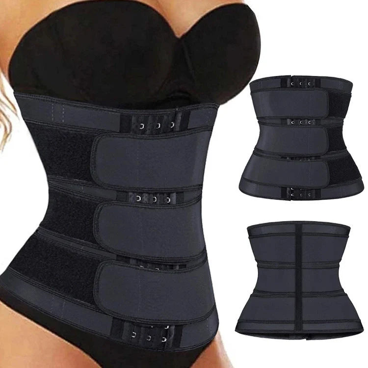 Adjustable postpartum belly band in black for waist support and shaping