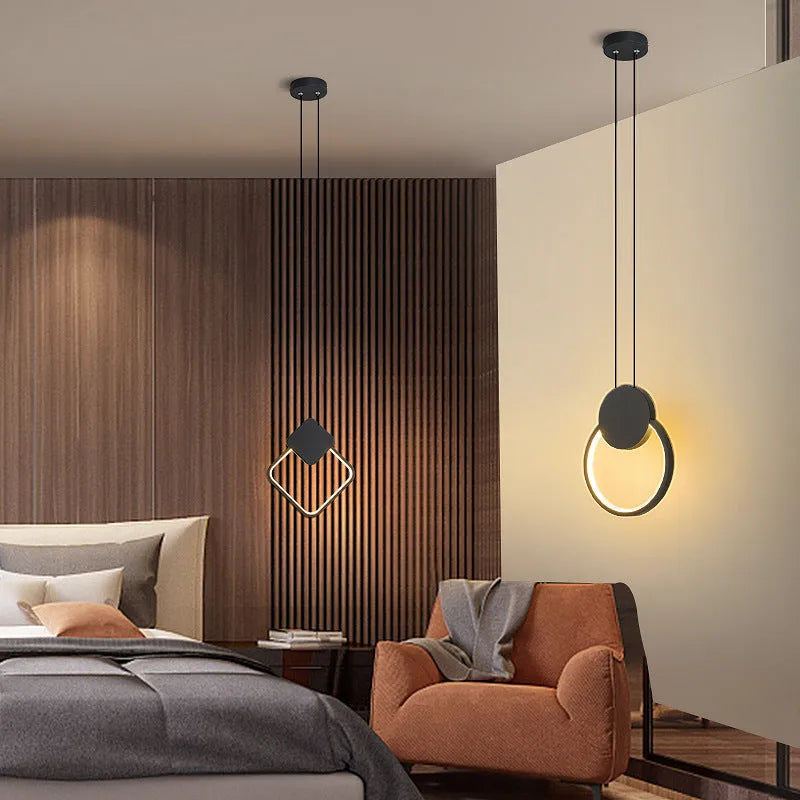 Modern simplicity black chandelier bedside bedroom light for 220V use
