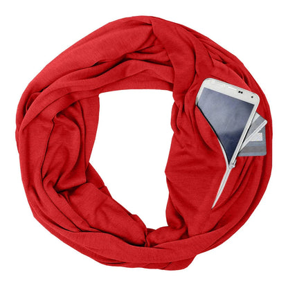 Pocket scarf with zipper pocket in various colours for winter warmth and storage