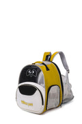 Portable pet backpack carrier in black Oxford cloth with large capacity for cats and dogs