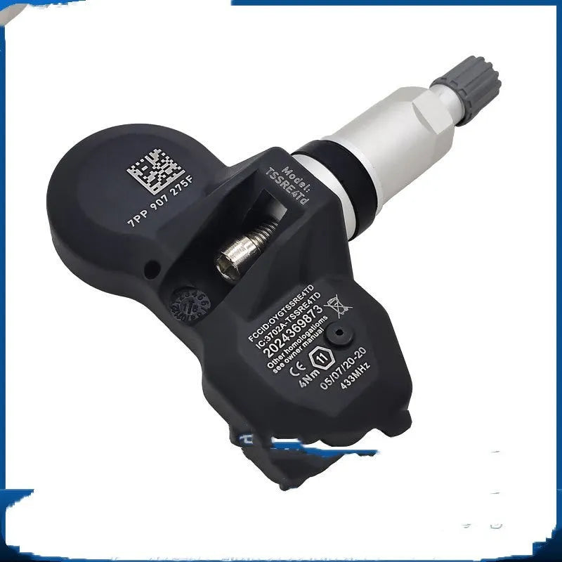 Four black Audi-compatible TPMS tyre pressure monitoring sensors for wheel-mounted installation