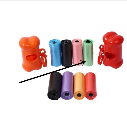 Six colourful dog poop bags for hygienic waste cleanup, size 22.5 * 30 cm