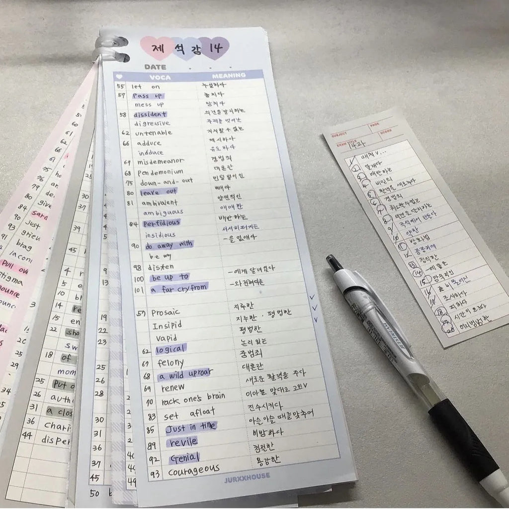Vertical English words learning notepad in B5 half size with double-sided printing