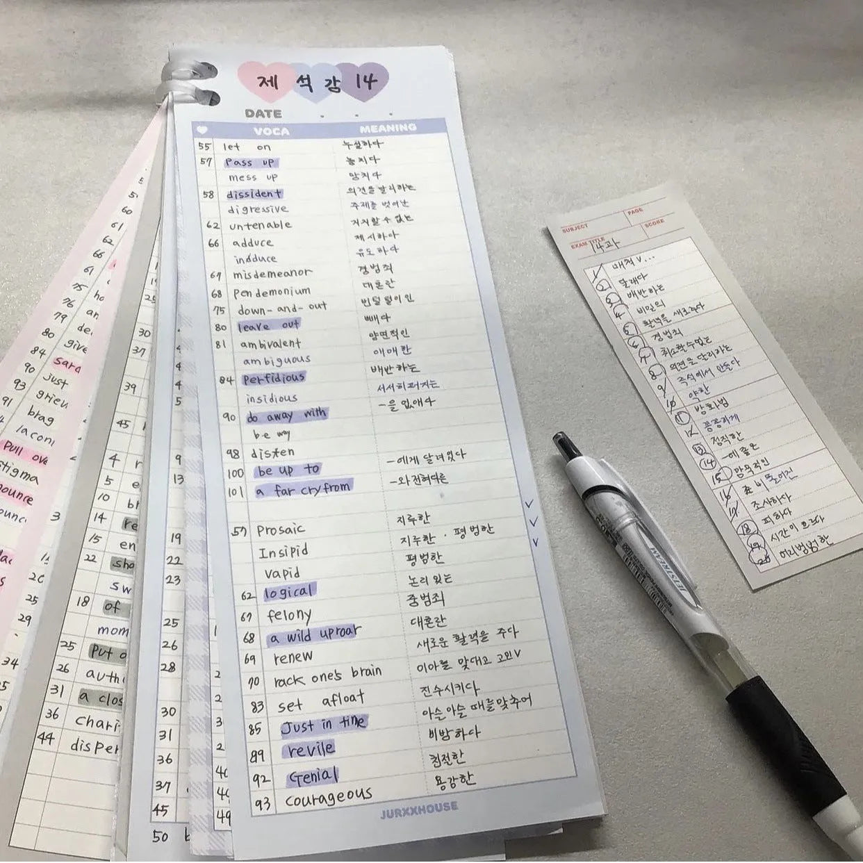 Vertical English words learning notepad in B5 half size with double-sided printing