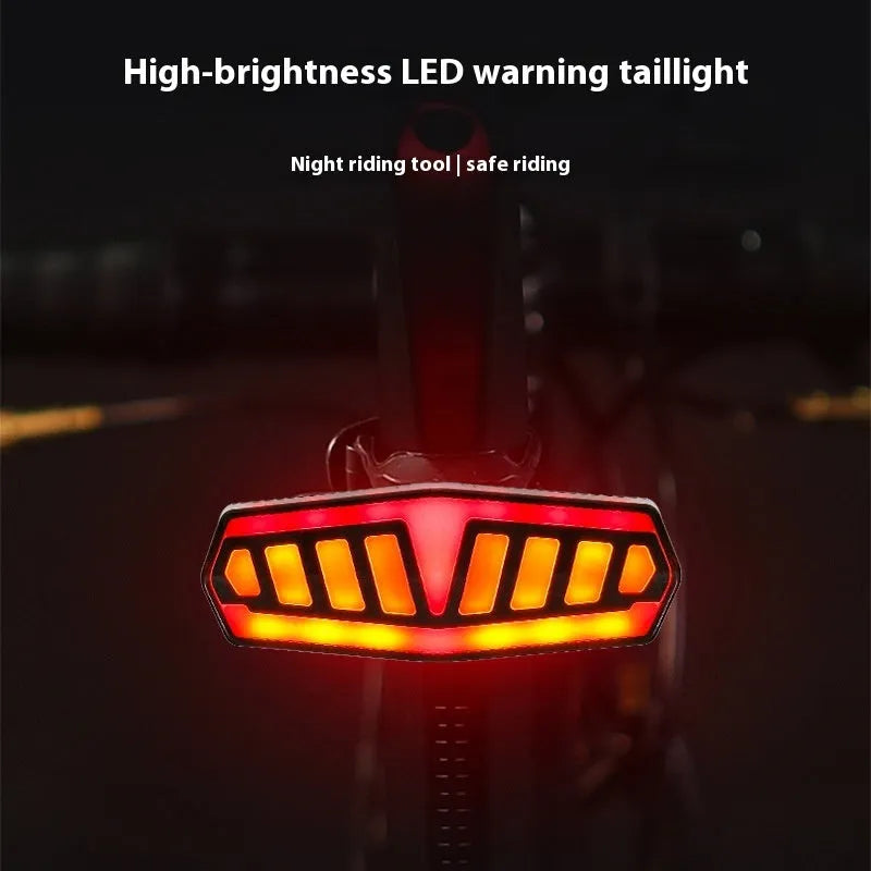 Bicycle taillight with wireless remote control showing turn signal functions and compact ABS housing