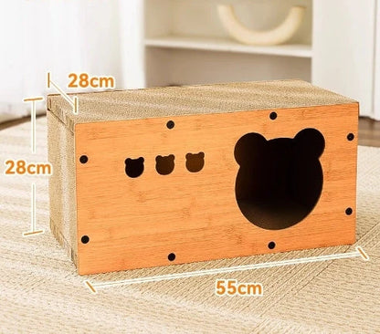 Durable sisal cat scratch board with integrated nest, perfect for protecting furniture and providing comfort for your cat