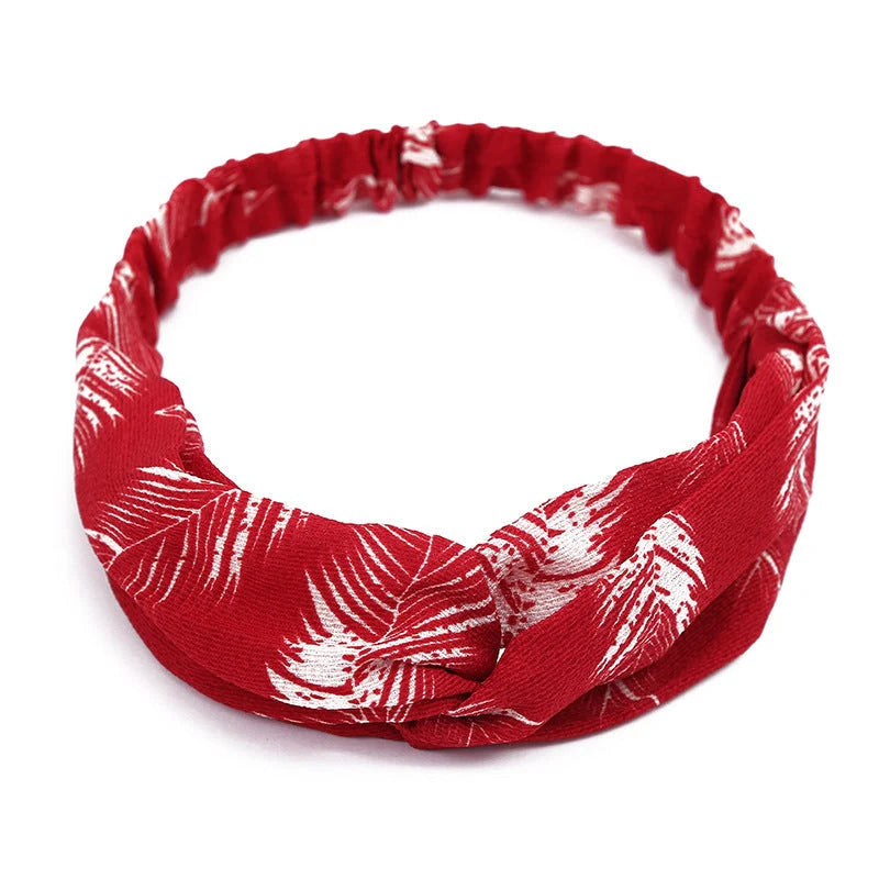Women's retro style printed headband with elastic free size in vintage-inspired prints