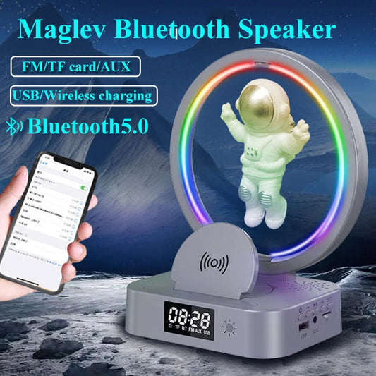 Magnetic Levitation Bluetooth Speaker with dynamic RGB lighting and multi-functional features