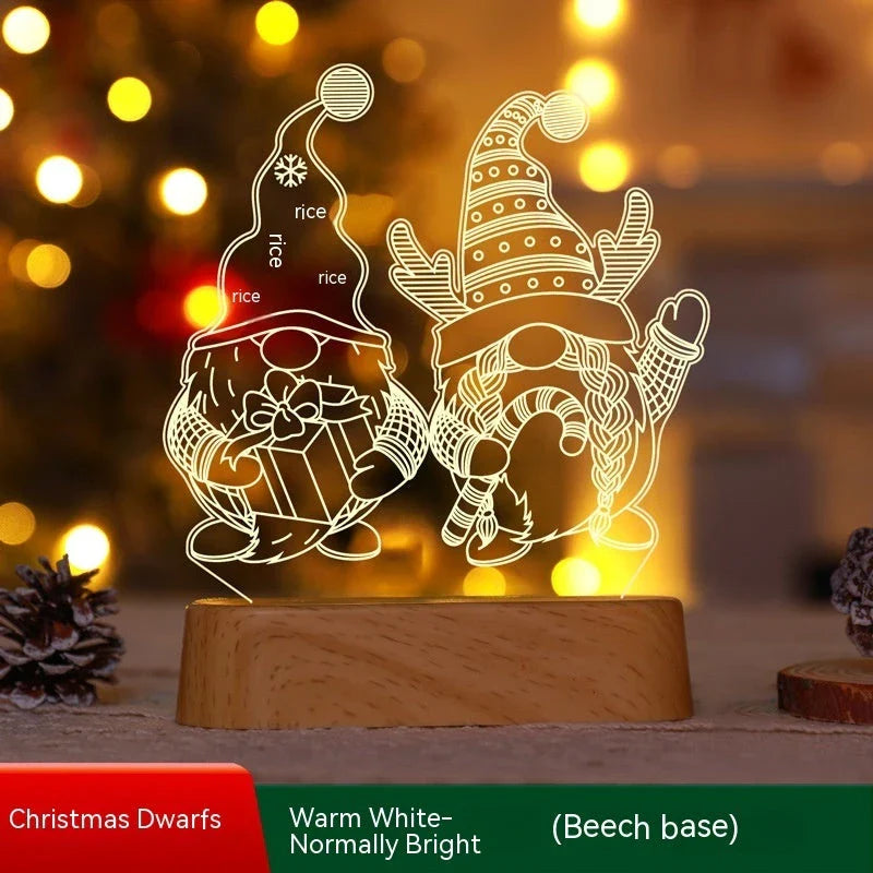 Elegant 3D Acrylic LED Christmas Lamp with intricate designs and warm, cozy lighting