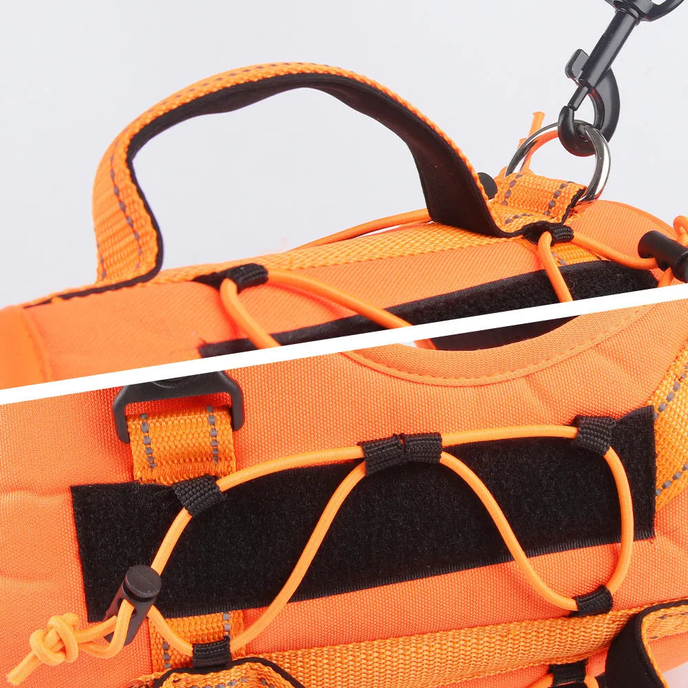 Reflective dog harness with vest, hand holding rope, and explosion-proof breast strap in multiple colour options