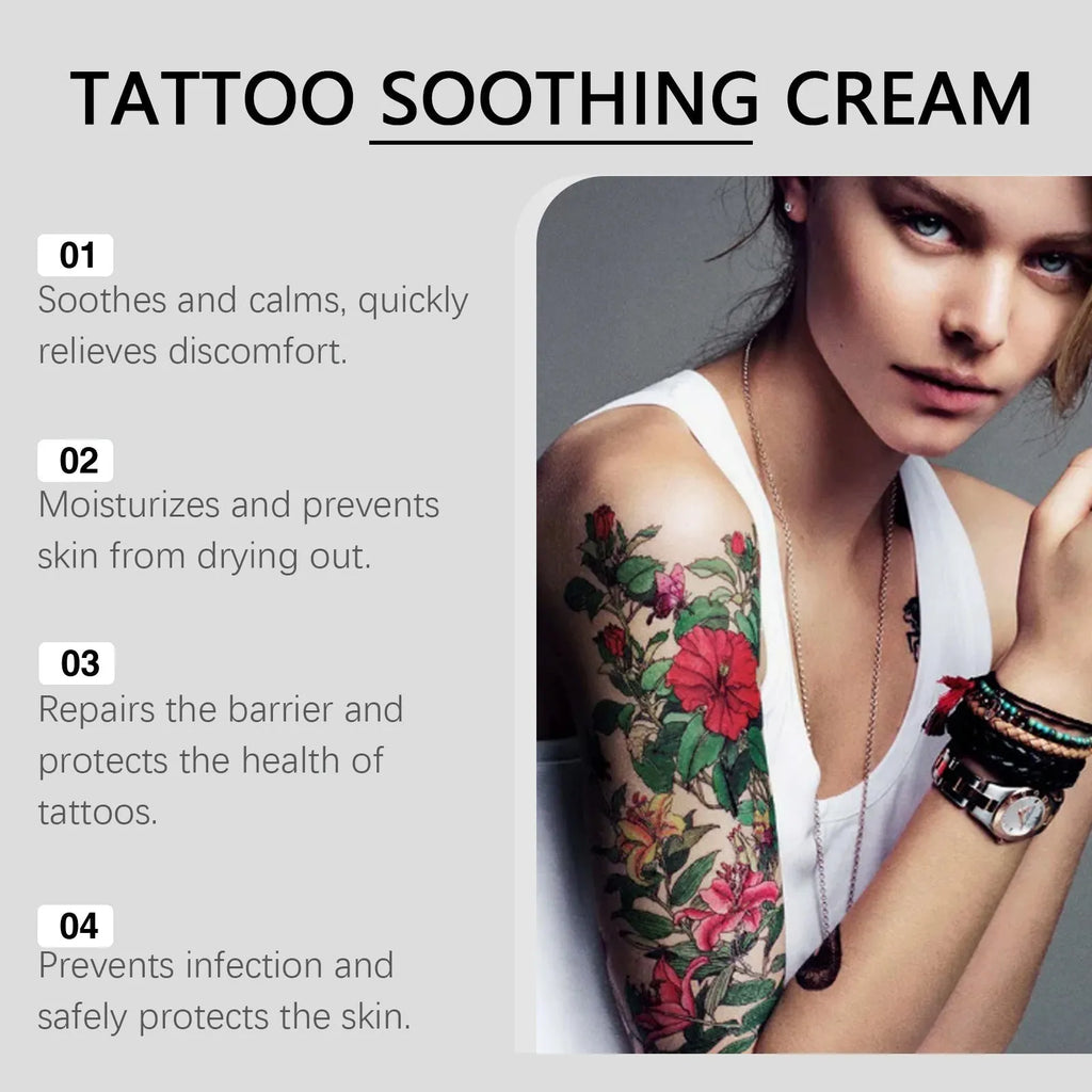 20g tube of tattoo soothing neck cream for aftercare with mint leaf and tea tree oil.