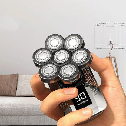 Men's 7D floating head electric shaver with USB charging and waterproof design