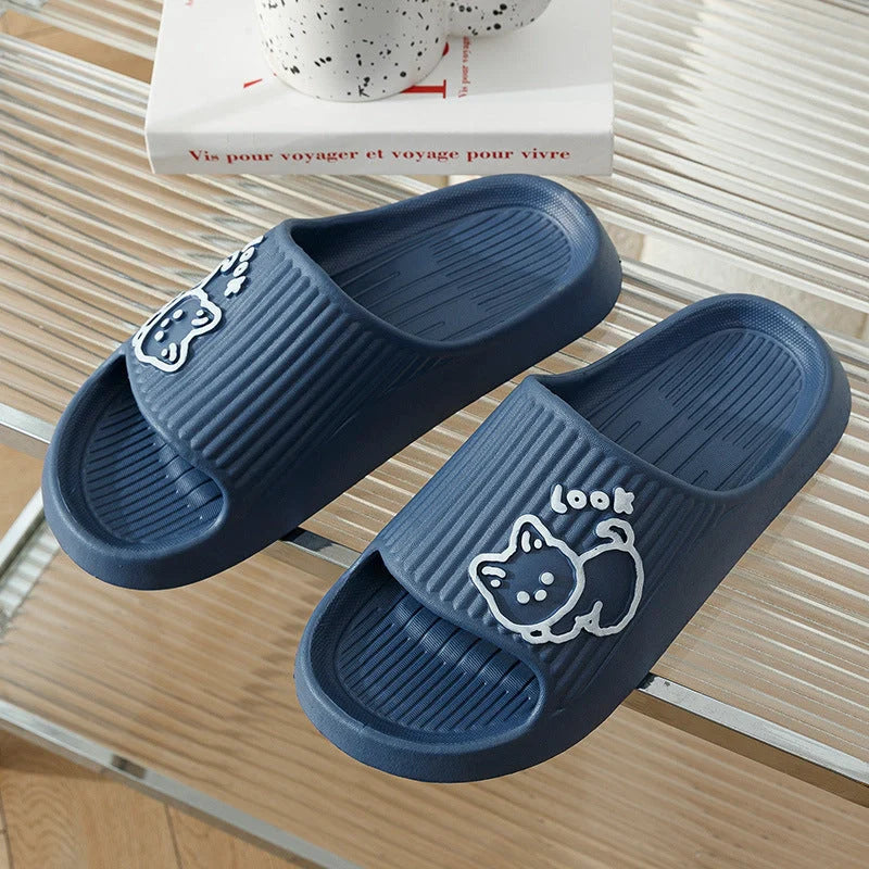 Women's cat slippers with non-slip sole in various colours