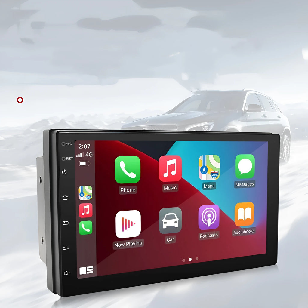 Black universal car navigation radio with 7-inch screen for manual transmission vehicles