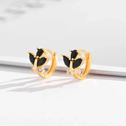 Gold-plated square crystal zircon earrings for women, versatile and elegant design
