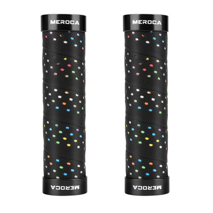 Lockable bicycle handlebar covers with anti-slip winding pattern in black-red colour combination