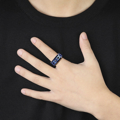 Titanium steel personality ring in various colours and designs, showcasing hip hop simplicity