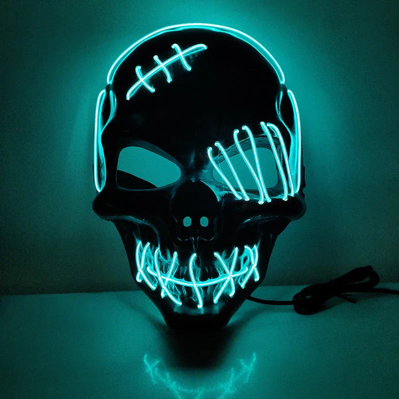 Scary one-eyed pirate mask with glowing LED lights for Halloween costume and party