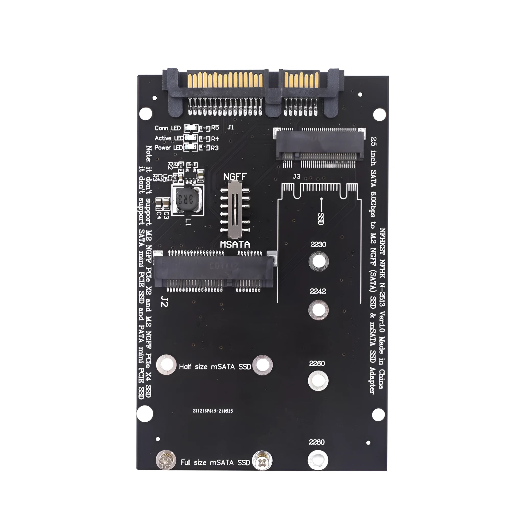 SATA3 to M.2 NGFF mSATA SSD conversion card adapter switchboard in black or blue