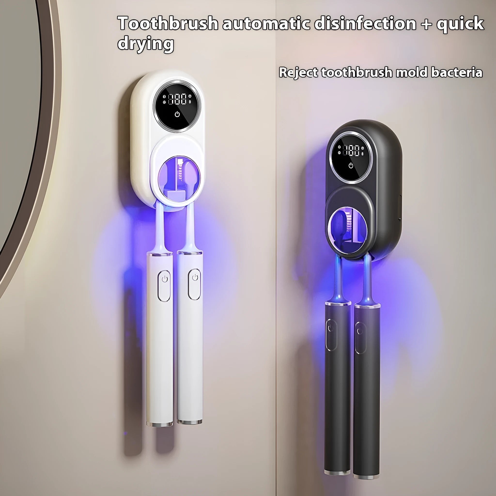 White intelligent electric wall-mounted rack for sterilising and drying towels.