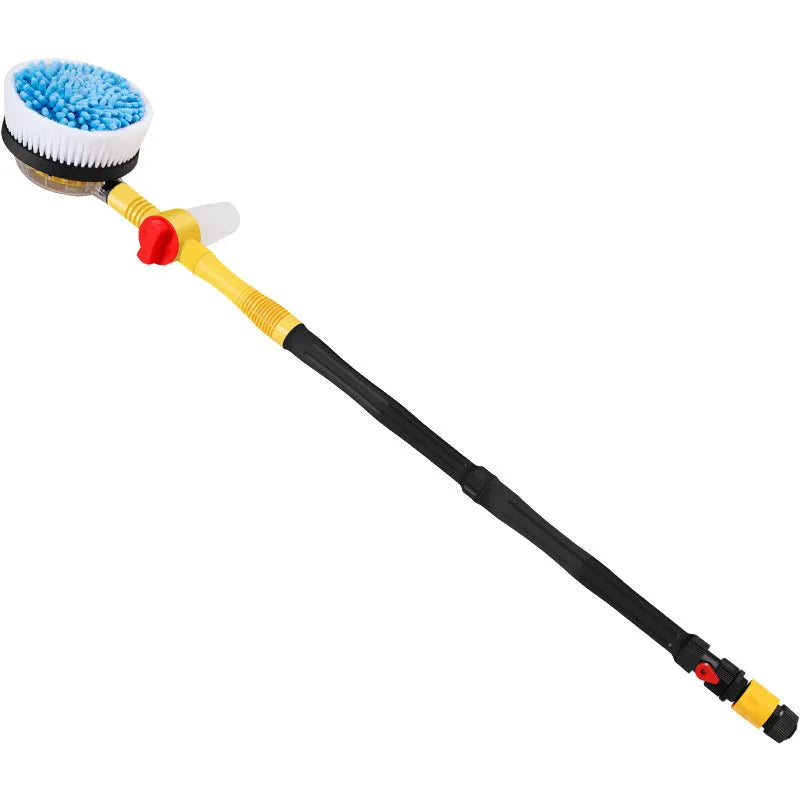 Yellow car wash mop cleaning tool with chenille brush head and hydraulic gear control