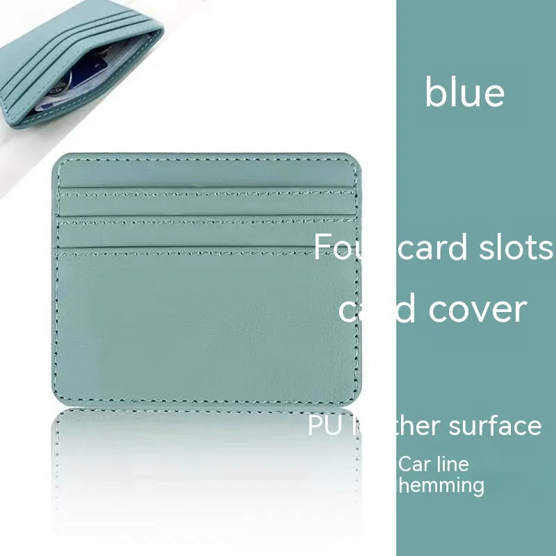 Compact PU card holder ferrule with multiple card slots in solid colour, nylon lined interior
