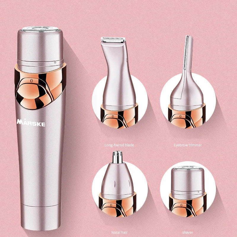 Four-in-one multi-function electric shaver in light fuchsia for versatile hair removal