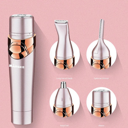 Four-in-one multi-function electric shaver in light fuchsia for versatile hair removal