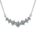 One-carat moissanite seven-star smile pendant necklace for women, white gold electroplated copper, O-link chain