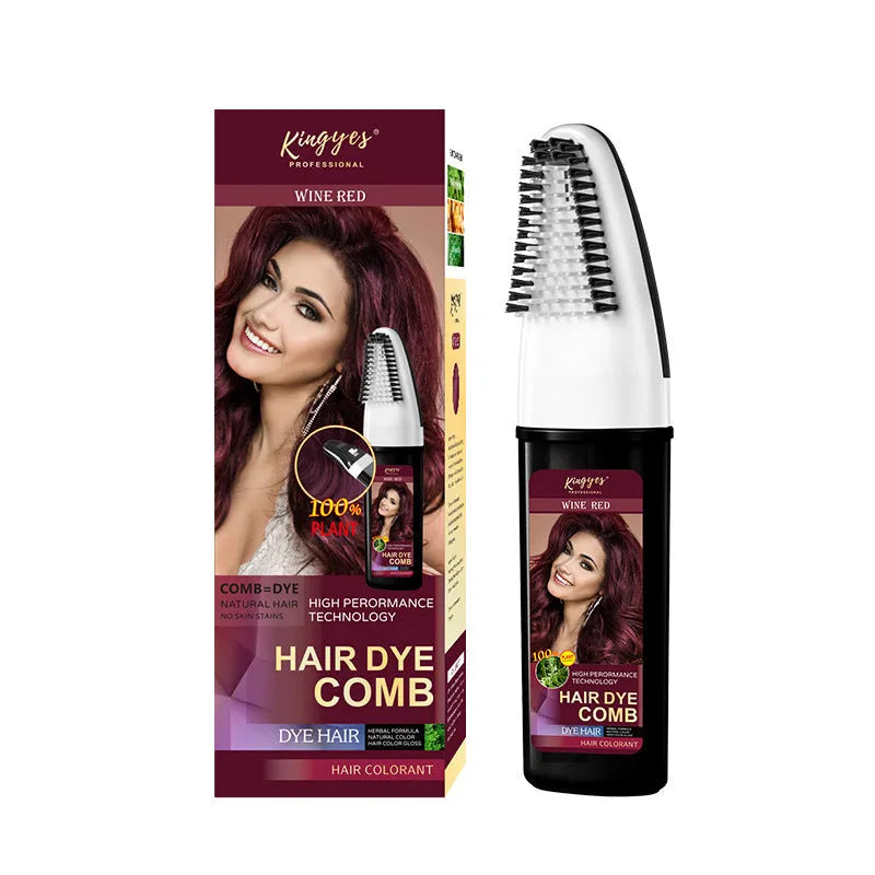 Hair dye comb kit with three 200ml bottles in brown, dark brown and wine red colours