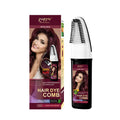 Hair dye comb kit with three 200ml bottles in brown, dark brown and wine red colours