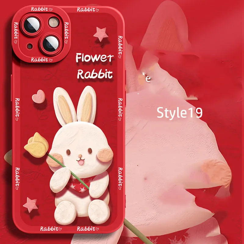 Silicone cartoon mobile phone case for iPhone 14 with colourful style design and drop protection