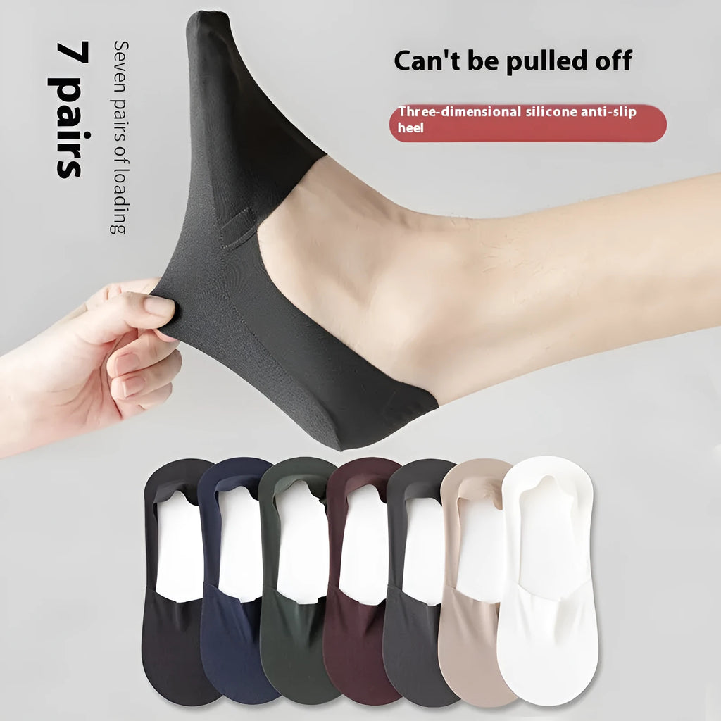 Men's invisible seamless low-cut ankle socks in ice silk and cotton fabric