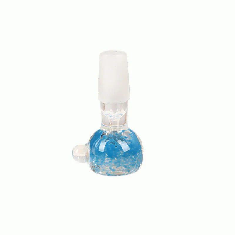 Coloured glass trumpet pipe smoking accessory measuring 7cm in geometric shape